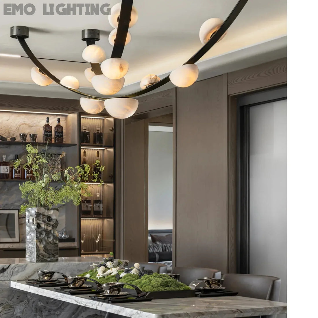 Garrick Modern Dew Drops Alabaster Chandelier Lighting