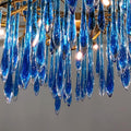 Elegant Blue Crystal Drops Chandelier Brass Branch Style Pendant Light For Living/ Dining Room