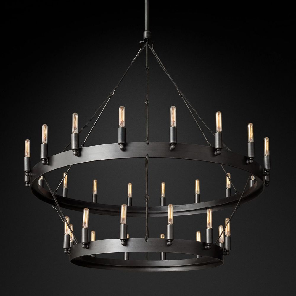 Camino Vintage Filament 2-Tier Round Chandelier 38‘’D