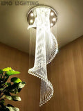 Flush Mounted Spiral Crystal Drops Chandelier Round LED Ceiling Lighting Fixture For Foyer Staircase/ Hotel Entrance
