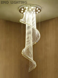 Flush Mounted Spiral Crystal Drops Chandelier Round LED Ceiling Lighting Fixture For Foyer Staircase/ Hotel Entrance