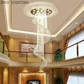 Flush Mounted Spiral Crystal Drops Chandelier Round LED Ceiling Lighting Fixture For Foyer Staircase/ Hotel Entrance
