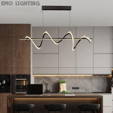 Gina Spiral Rock Crystal Chandelier,Linear Dining Room Chandelier