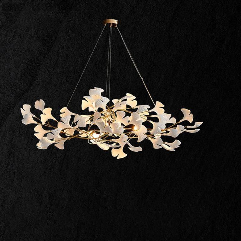 Customized Ceramic Gingko Linear Branch Chandelier - thebelacan