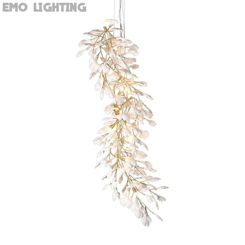 Ceramic Ginkgo Staircase  Long Branch Chandelier - thebelacan