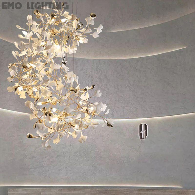 Ceramic Ginkgo Staircase  Long Branch Chandelier - thebelacan