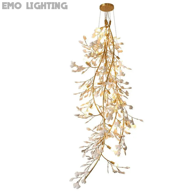 Ceramic Ginkgo Staircase  Long Branch Chandelier - thebelacan