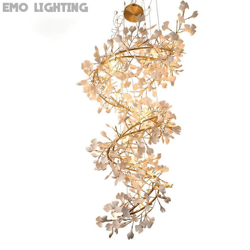 Ceramic Ginkgo Staircase  Long Branch Chandelier - thebelacan