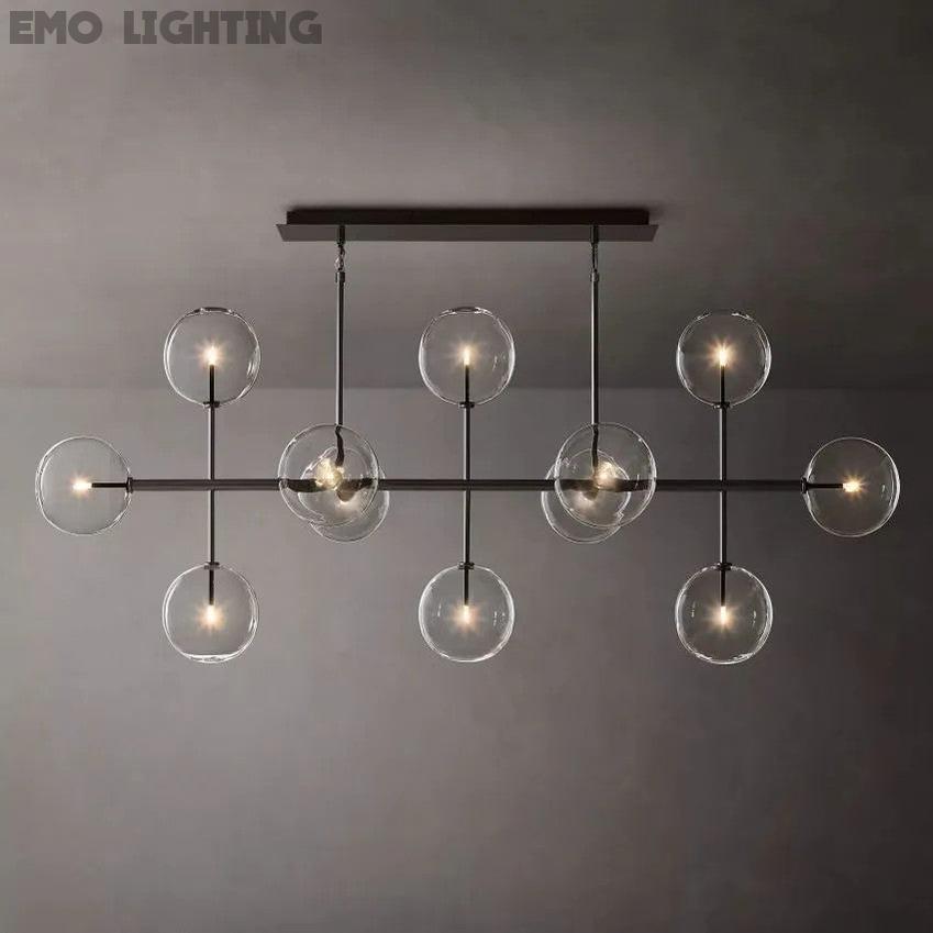 Glass Globe Linear Chandelier 72''