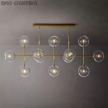 Glass Globe Linear Chandelier 72''