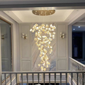 Pure White Magnolia Chandelier with Golden Branches for Grand Spaces