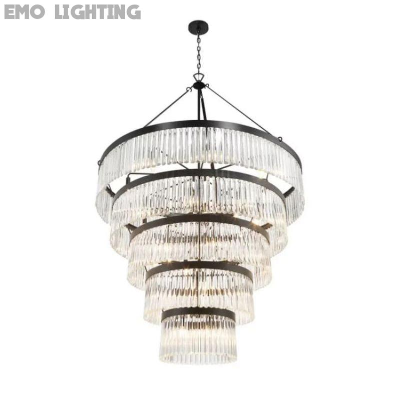 Grent 5-Tier Round Crystal Chandelier 48" - thebelacan