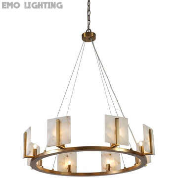 Draven Alabaster Large Contemporary Halo Chandelier