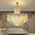 Luxury Hotel Hallway Ceiling Lighting Fixture Tiered Round Crystal Chandelier D47.2
