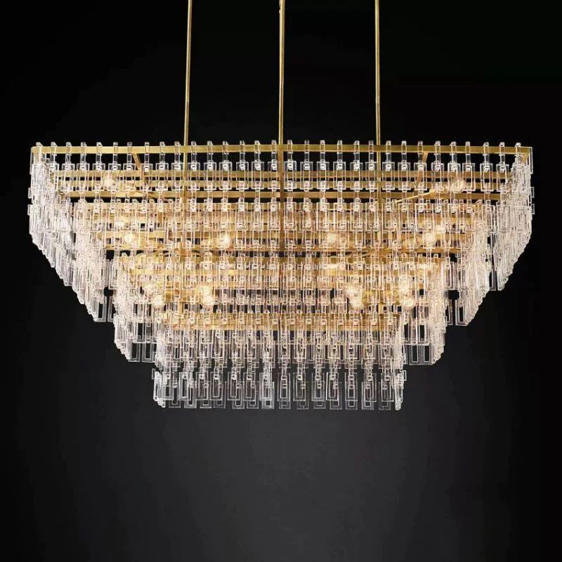 Marigan Crystal 4-Tier Rectangle Chandelier 72"