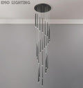 Minimalism Foyer Staircase Ceiling Chandelier Modern Pendant Lighting Fixture For Living Room Entryway In Gold/ Black Finish