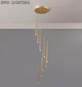 Minimalism Foyer Staircase Ceiling Chandelier Modern Pendant Lighting Fixture For Living Room Entryway In Gold/ Black Finish