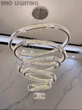 Extra Large Customization Modern Front Entryway Luxury Aesthetic Chandelier 5 Rings Crystal Gold/ Chrome Finish Ceiling Lamp For Hotel Hallway Entrance Lobby