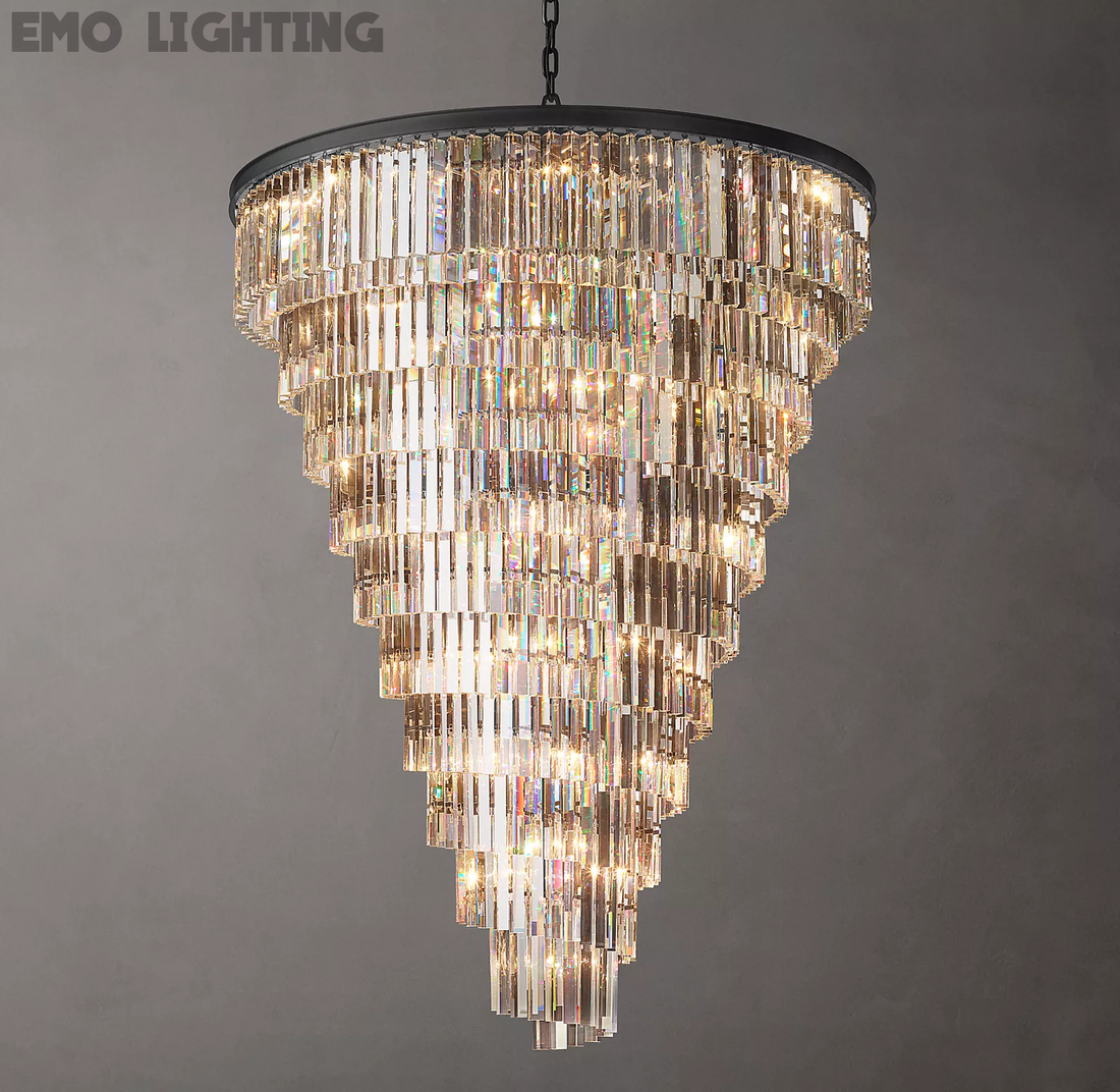 Odeon Spiral Crystal Chandelier 36"- 70"-Momo Lighting