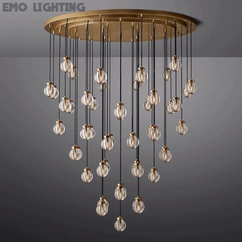 Pearl Round Chandelier 60" For Living Room Dining Room