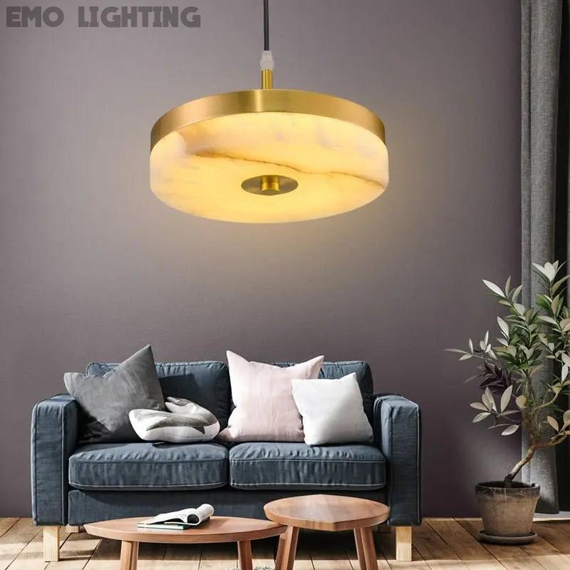 Alabaster Round Pendant Lights Living Room 7.87"D*1.97"H   Pendant [product_tags] Fabtiko