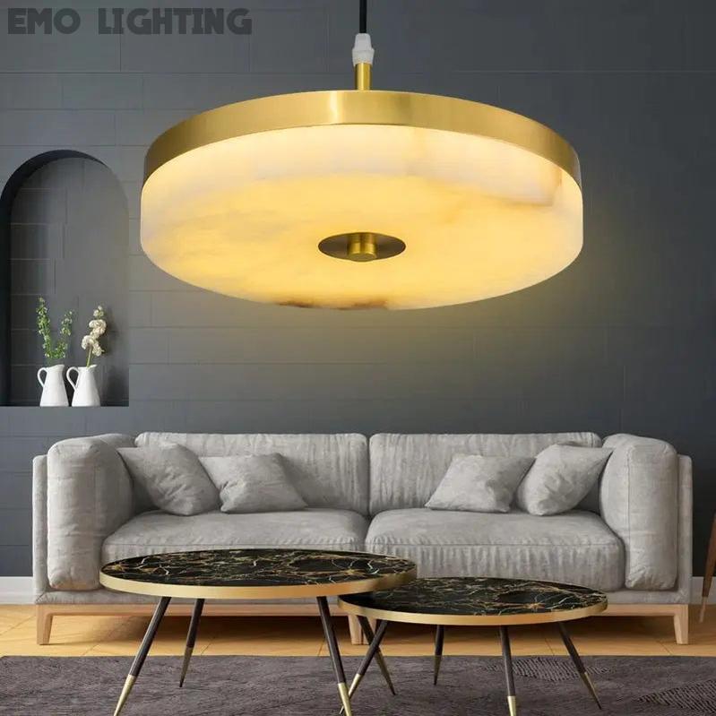 Alabaster Round Pendant Lights Living Room 7.87"D*1.97"H   Pendant [product_tags] Fabtiko