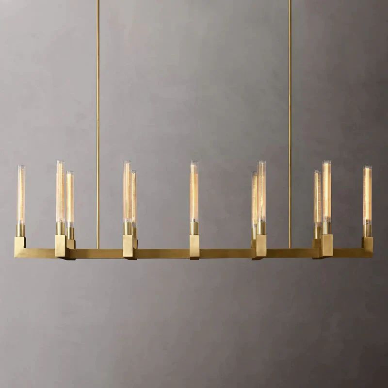 Cannel Glass Linear Chandelier 67"