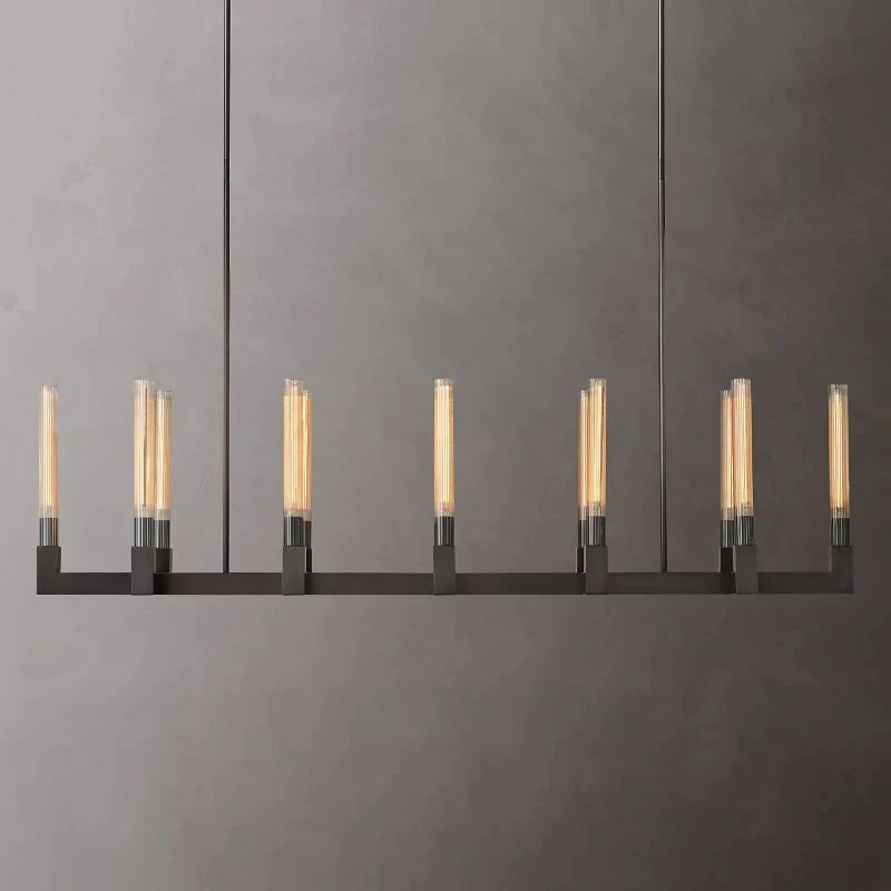Cannel Glass Linear Chandelier 67"
