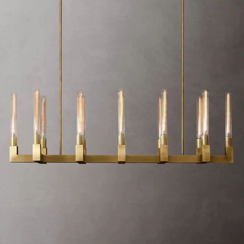 Cannel Glass Linear Chandelier 55"