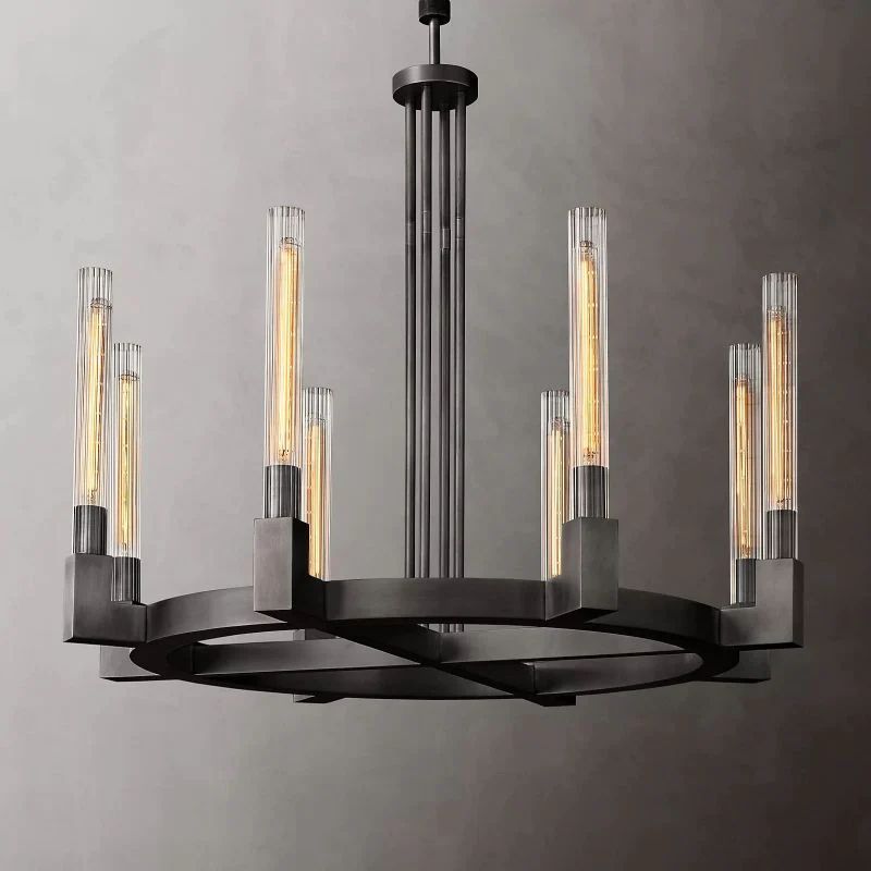 Cannel Glass Round Chandelier 36"