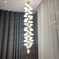 Nordic Art Long Magnolia alba Glass Ceiling Chandelier for Staircase/Hallway/Entryway Light Fixture, designer, creative, craftsmanship, art