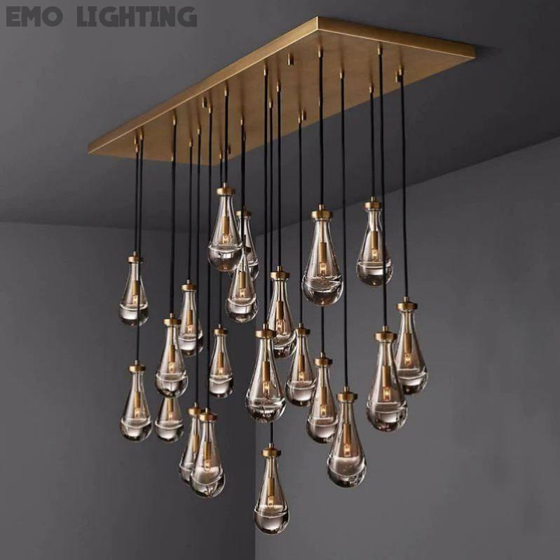 Rain Modern Rectangular Glass Chandelier 72"
