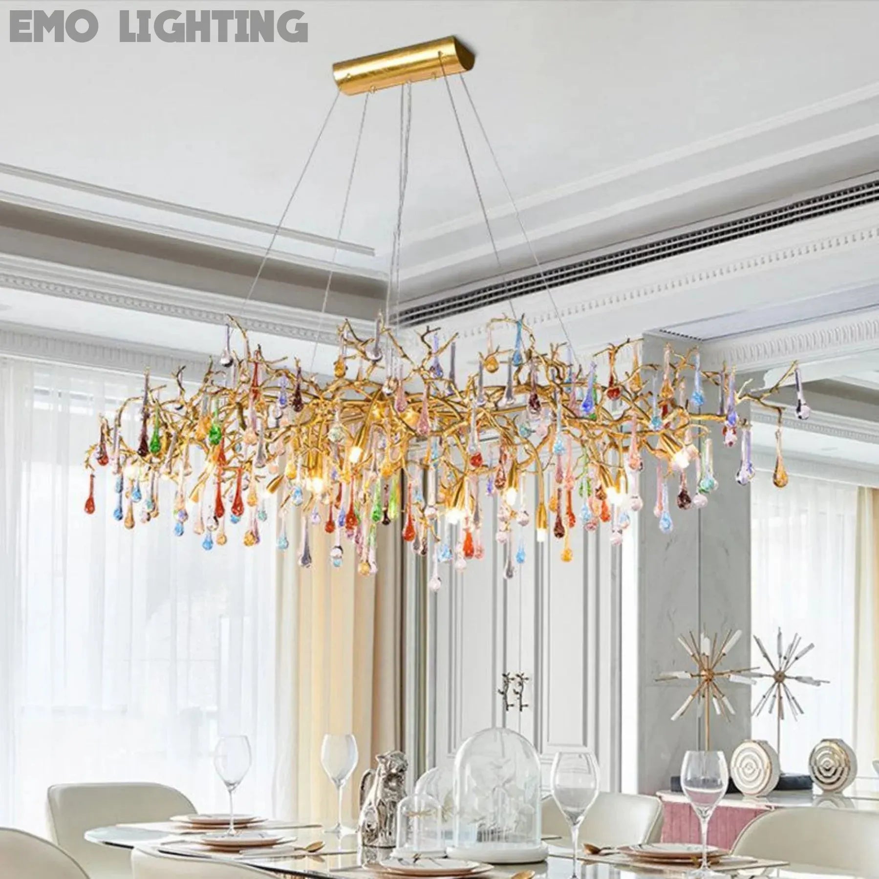 Ran Colorful Crystal Dining Branch Chandelier - thebelacan