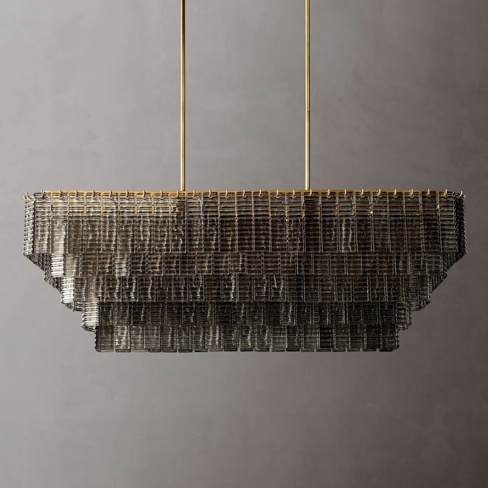 Sirene Smoke Glass  Rectangle Chandelier 59"