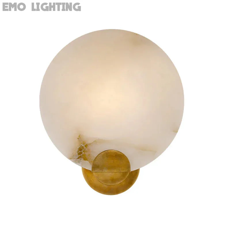 Round Alabaster Modern Living Room Sconce