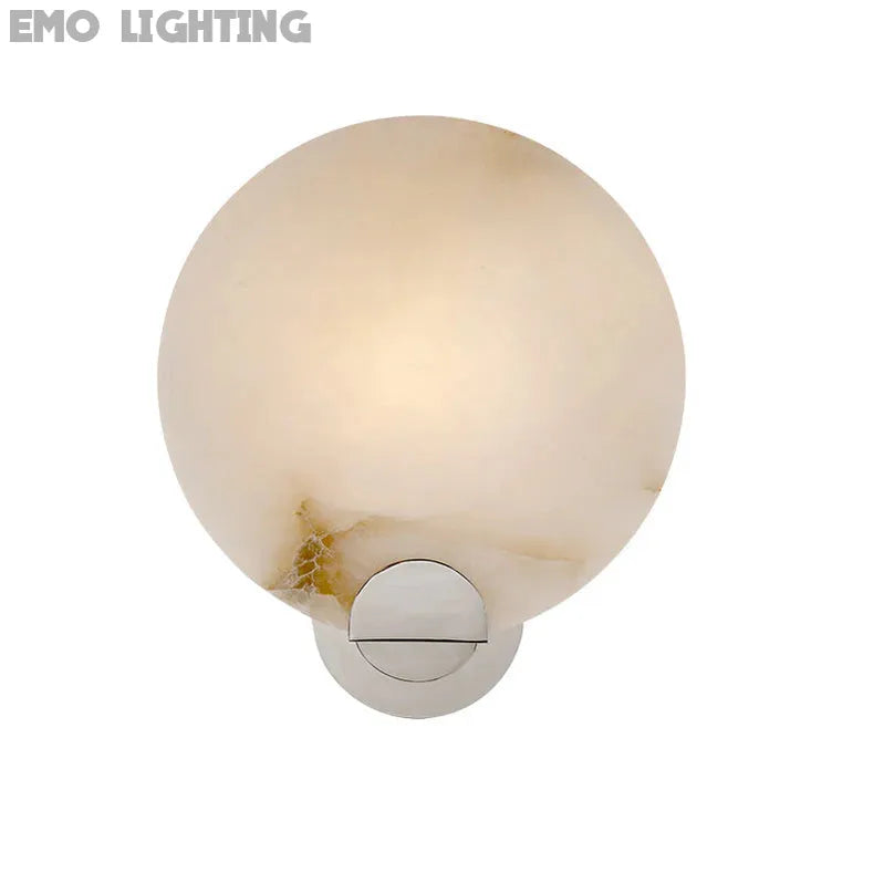 Round Alabaster Modern Living Room Sconce