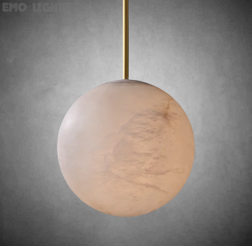 Hand-Carved Alabaster Globe Pendant