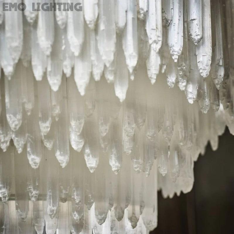 Selenite Crystal Rectangular Chandelier 72" - thebelacan