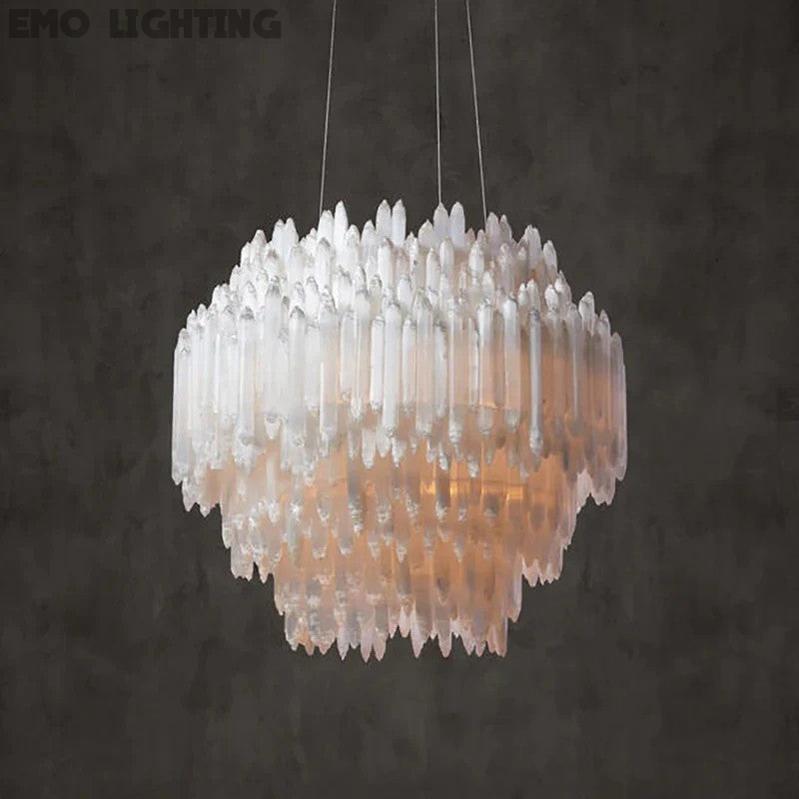 Selenite Crystal Round Pendant Chandelier 31.5" 40.2" - thebelacan