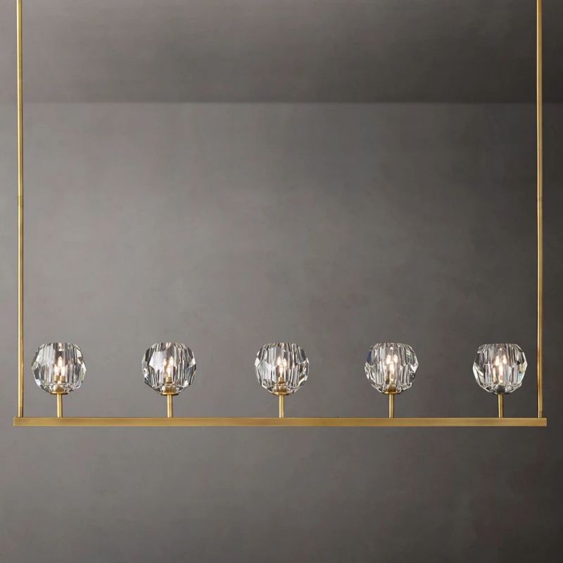 Boule Glass Linear Chandelier 48"