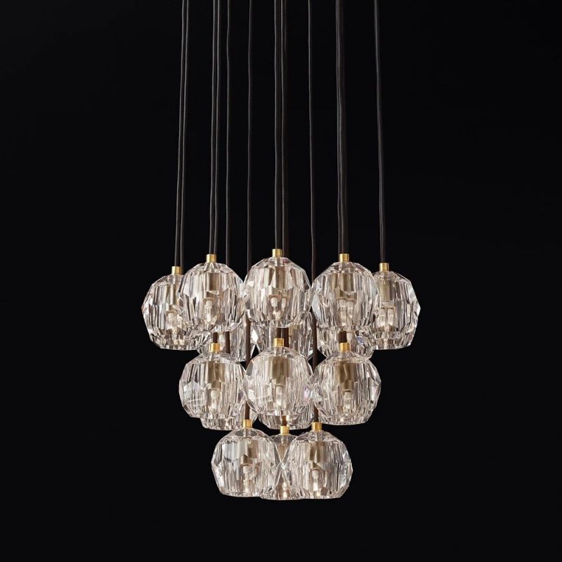 Boule Glass Round Cluster Chandelier 19"