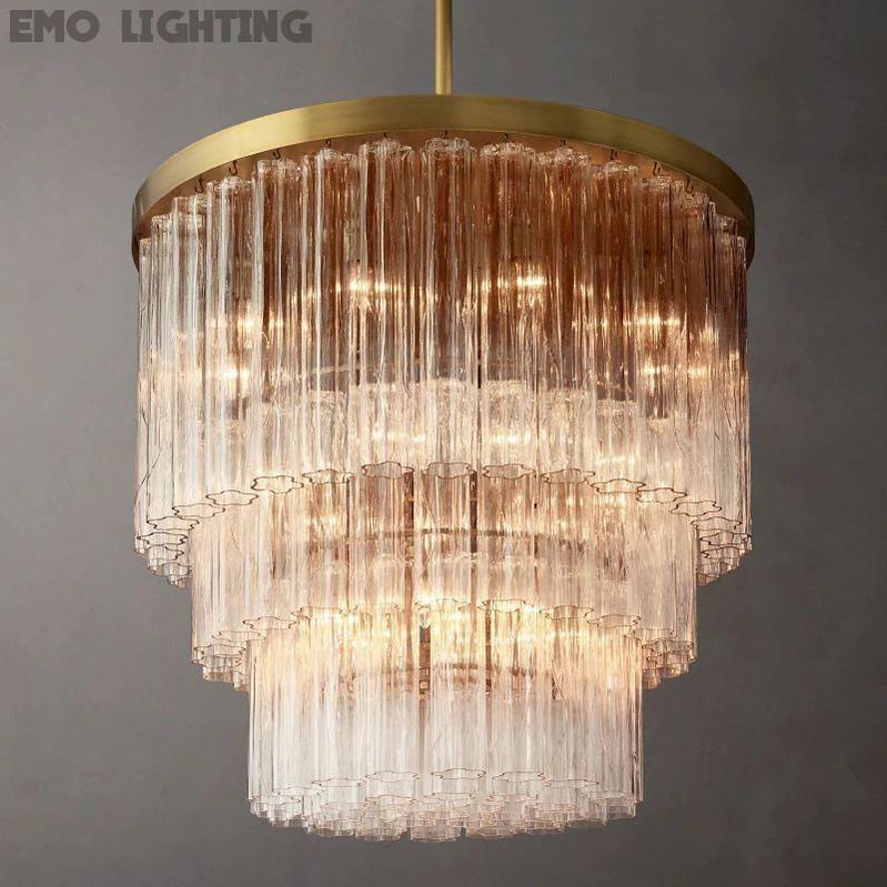 Cielo Glass 3-Tier Round Chandelier 36”