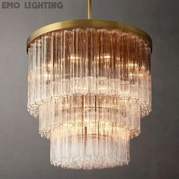 Cielo Glass 3-Tier Round Chandelier 36”