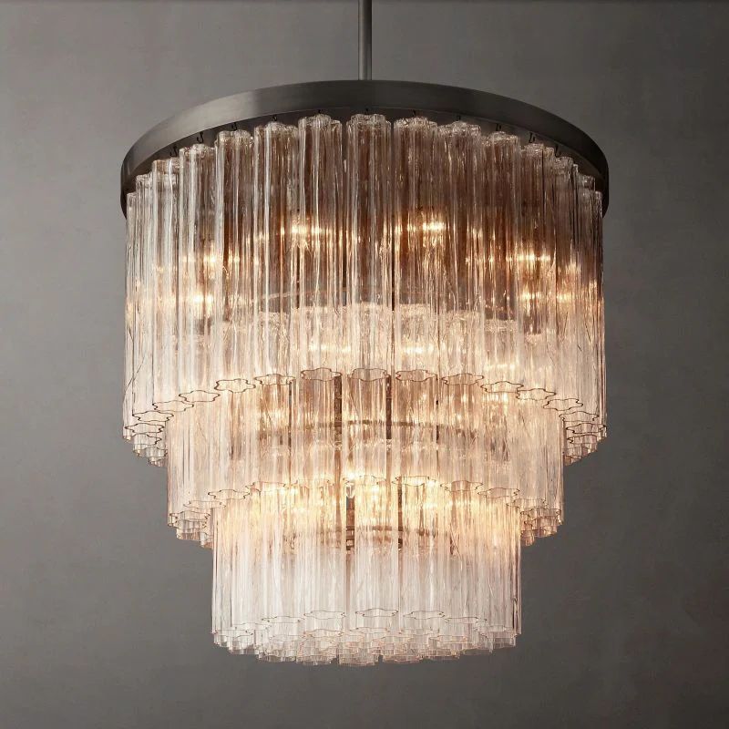 Cielo Glass 3-Tier Round Chandelier 36”