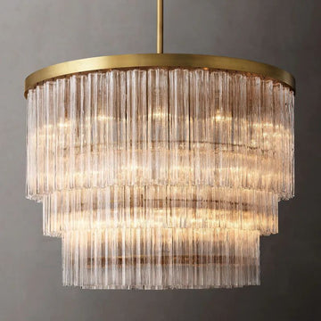 Cielo Glass 3-Tier Round Chandelier 48”