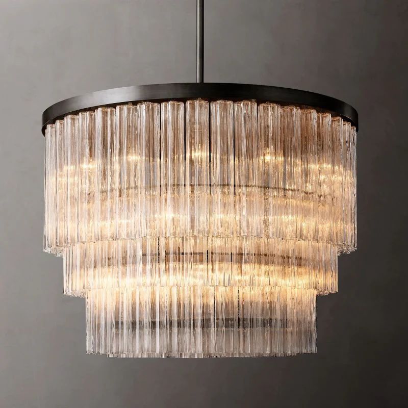 Cielo Glass 3-Tier Round Chandelier 48”