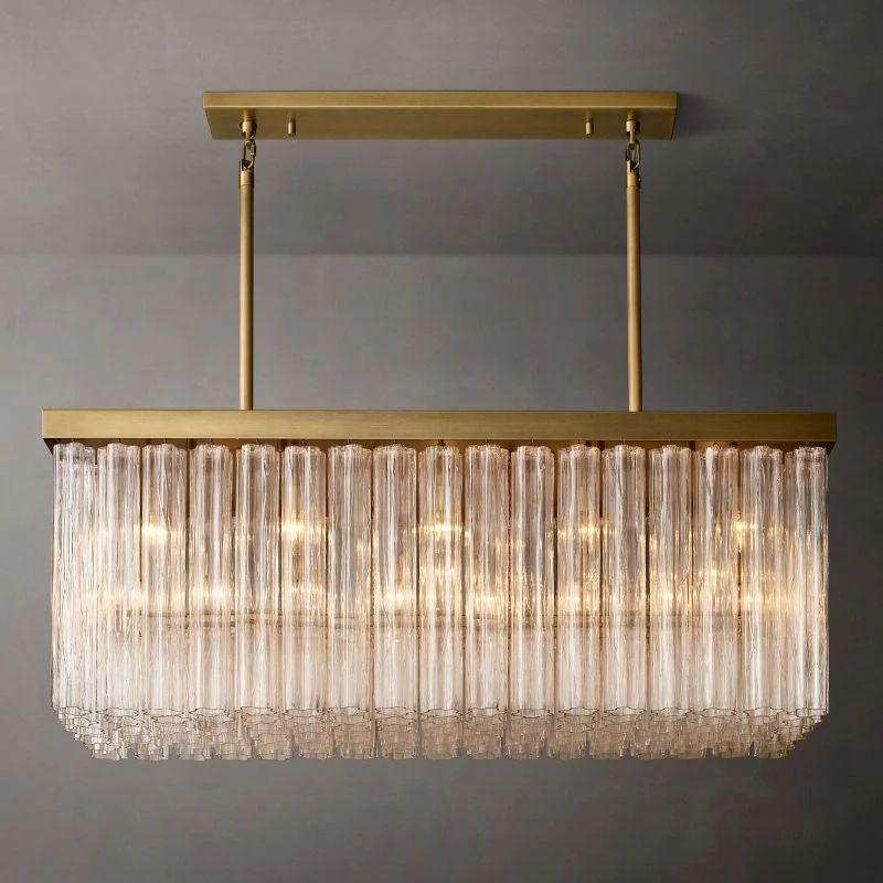 Cielo Glass Rectangular Chandelier 54”