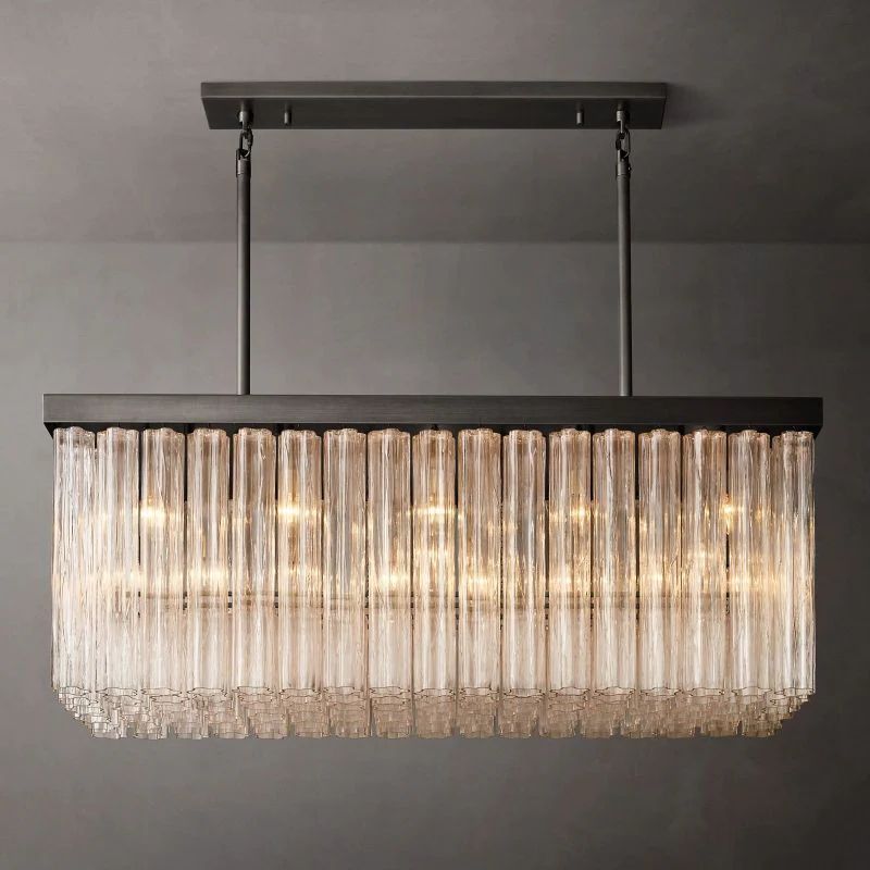 Cielo Glass Rectangular Chandelier 54”