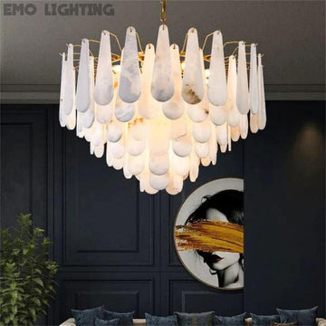 Laura Alabster Feathery Chandelier