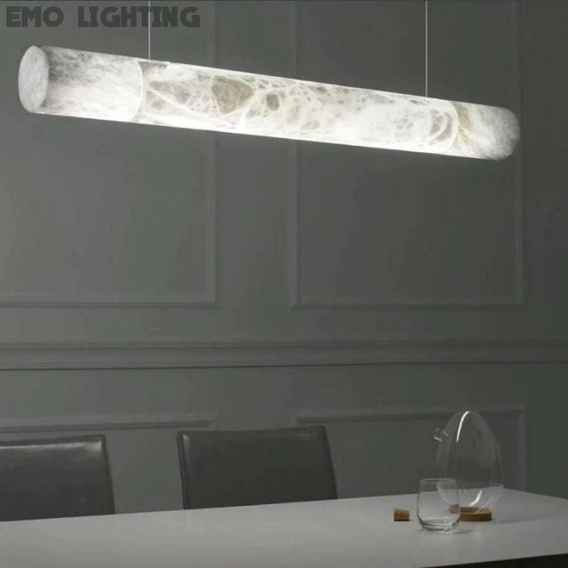 Modern Alabaster Linear Chandelier Pendant For Dining Room Kitchen Island